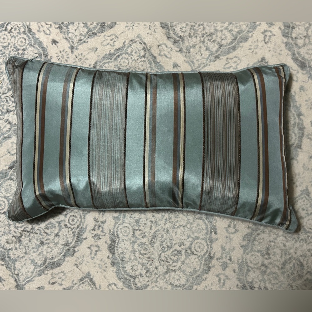 Elegant Striped Teal and Brown Accent Pillow